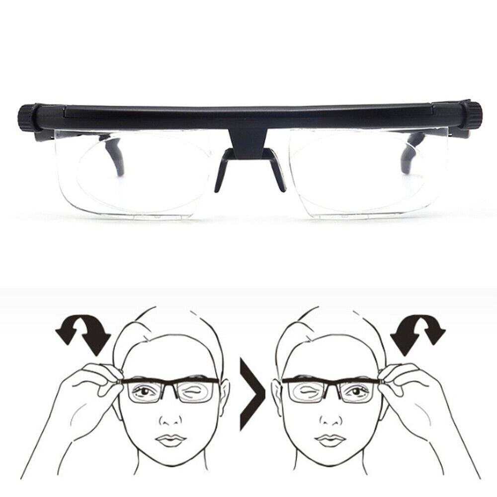 Dial Adjustable Glasses Variable Focus For Reading Distance Vision Eyeglasses US