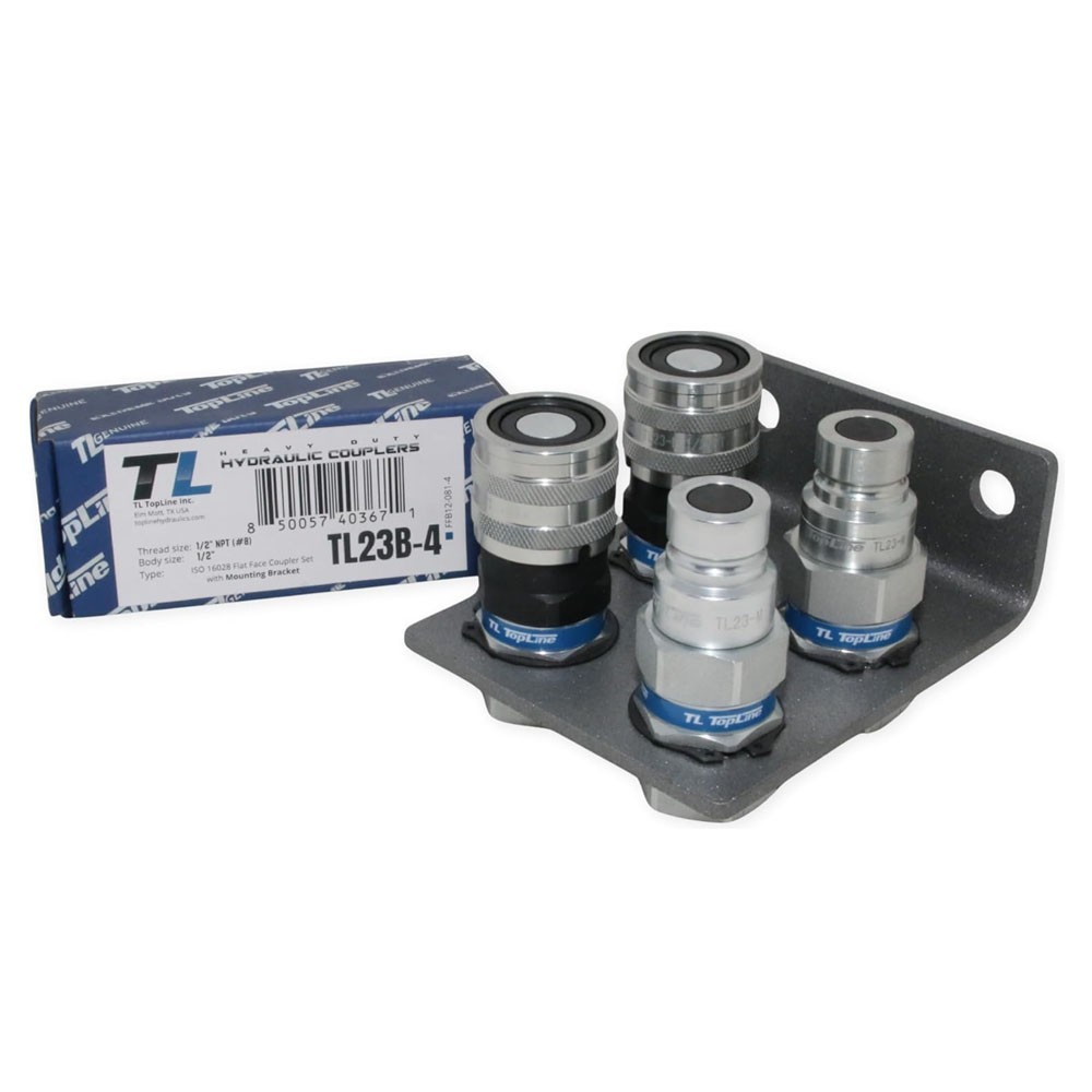 1/2" NPT Flat Face Hydraulic Quick Connect Coupler Set Mounting Bracket TL23B-4