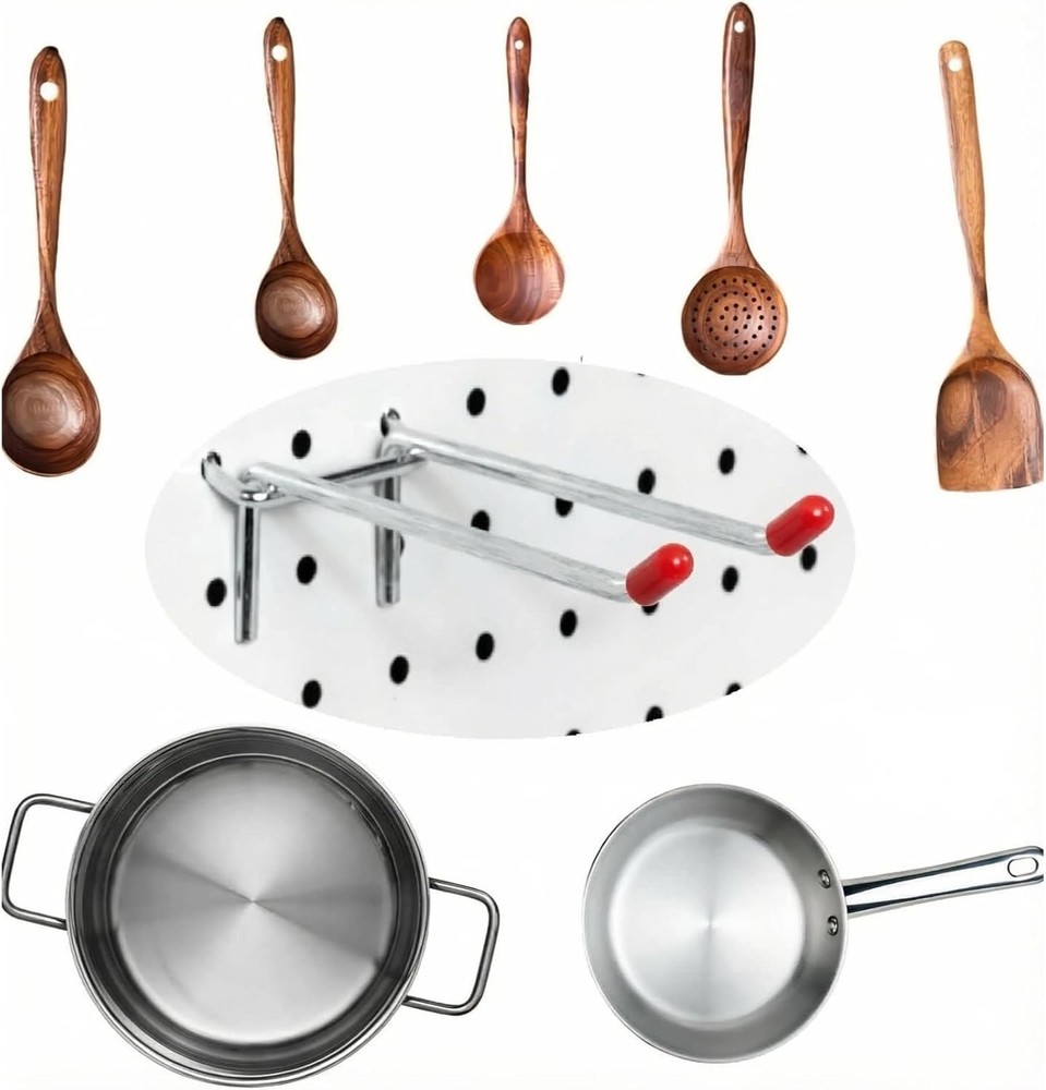 Pegboard Hooks 10-Pack Metal - Peg Board Hooks for Hanging Tools, Peg Board Orga