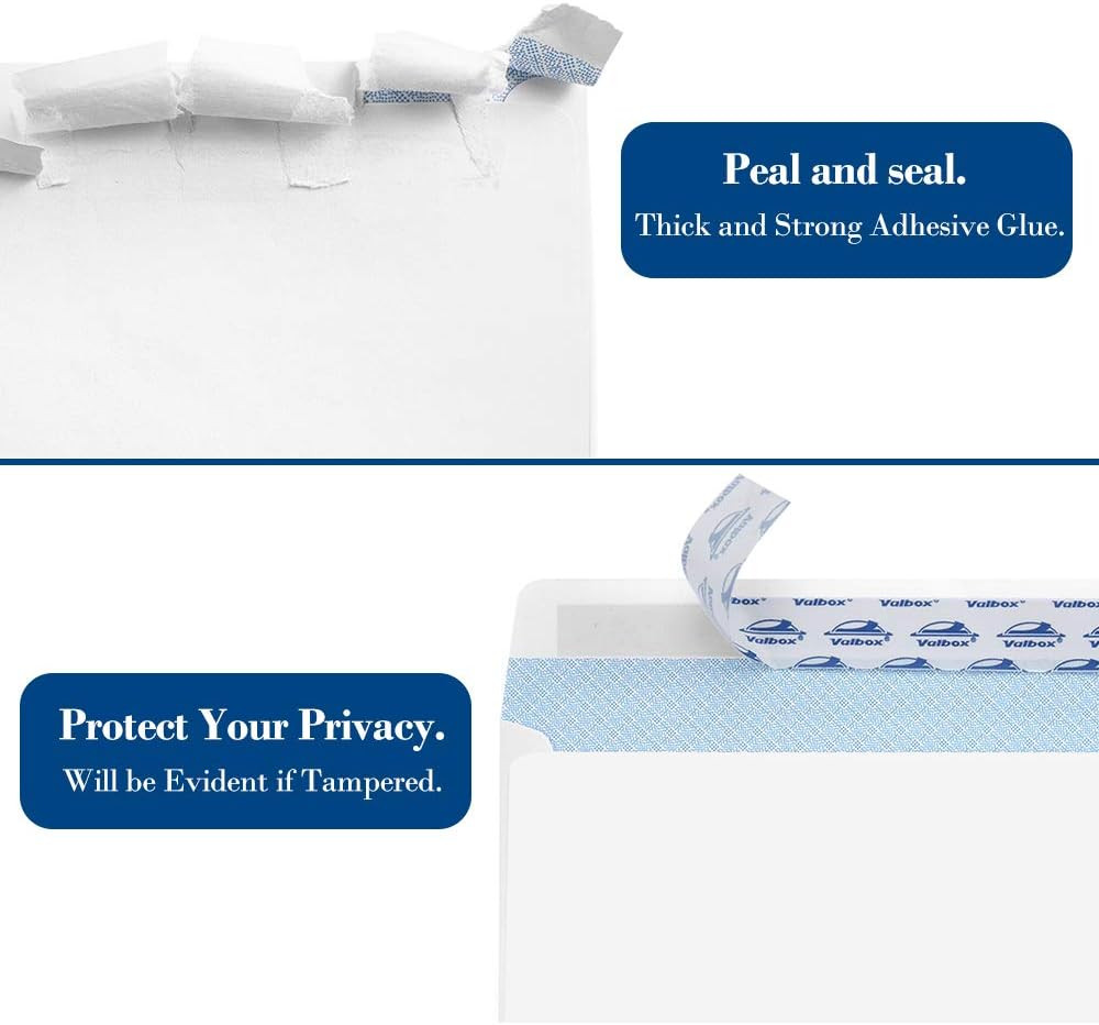 Valbox #10 Security Envelopes Self Seal, No. 10 Windowless Security Tint Pattern