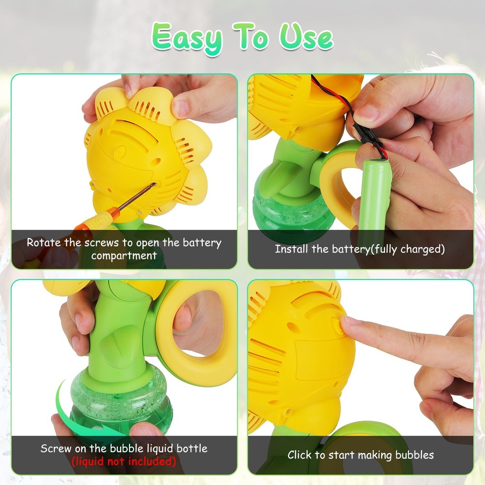 2Pcs Bubble Machines& Lights Dancing Sunflower Bubble Maker Rechargeable Maker