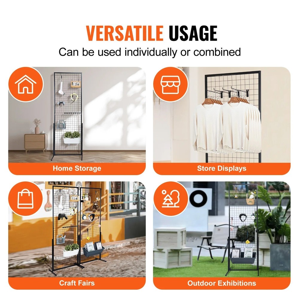 Double-Sided Gridwall Display Rack Tower w/ Hooks for Retail, Craft & Art Shows