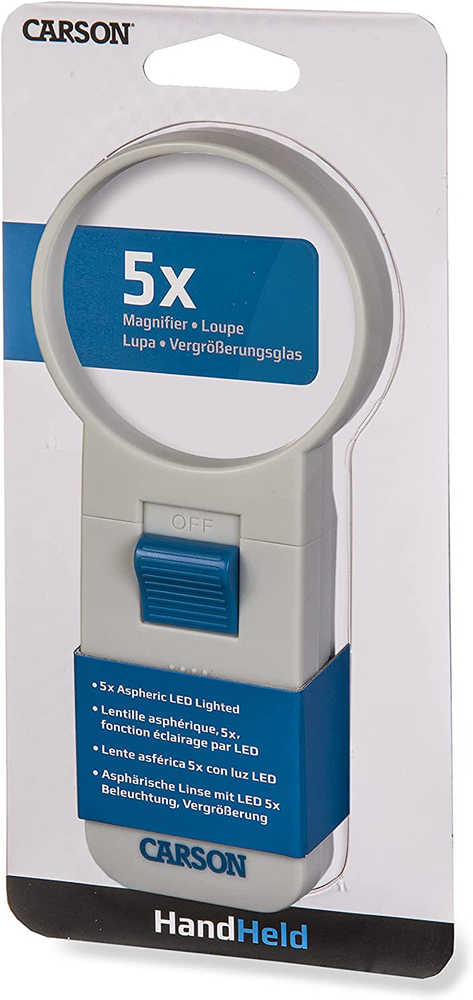 Illuminated LED Lighted 5X Hand Held 2.5'' Aspheric Magnifier (Sv-50),White