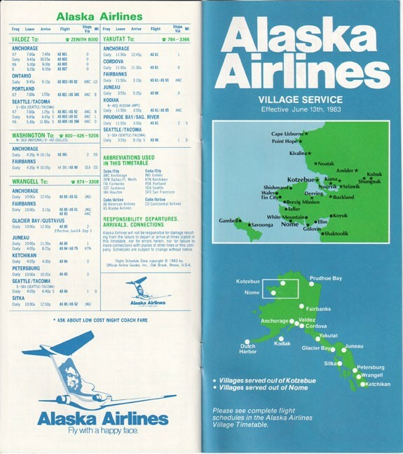 Alaska Airlines timetable 1983/05/31
