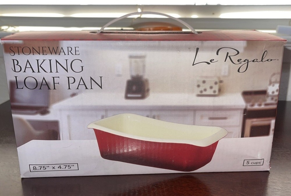 Le Regalo  5-Cup Stoneware Baking Loaf Pan ~Red