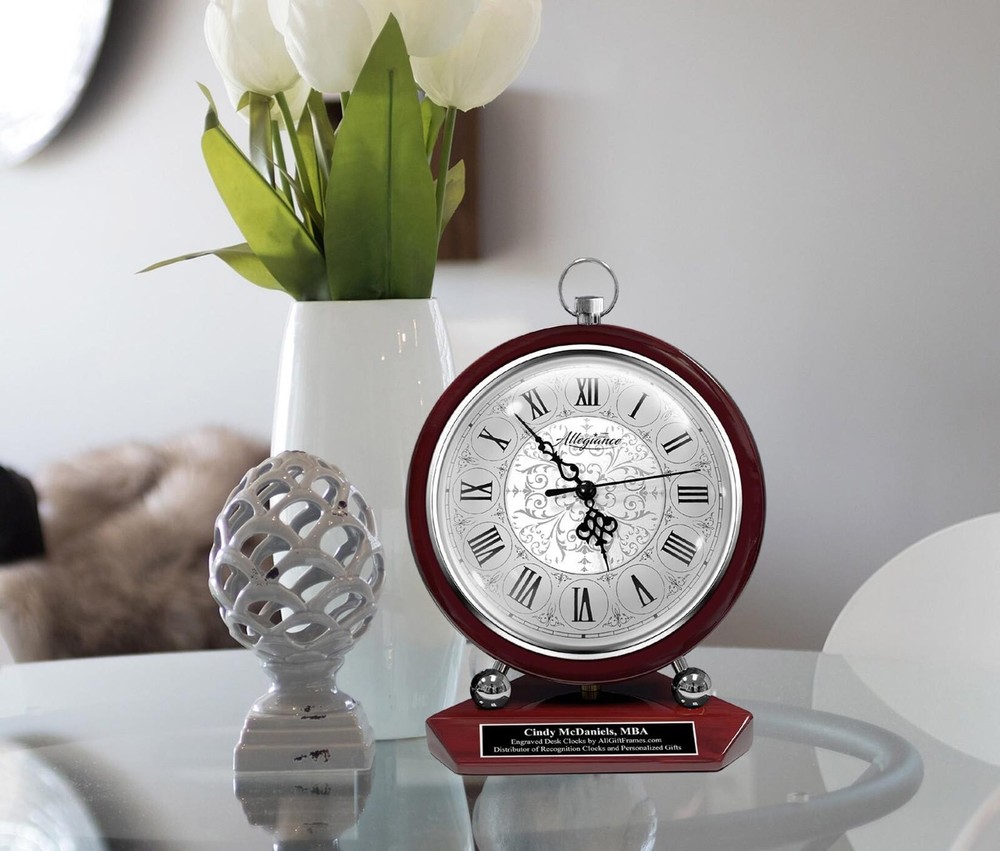 Silver Table Engraved Clock Personalize Retirement Birthday Congratulation Gift