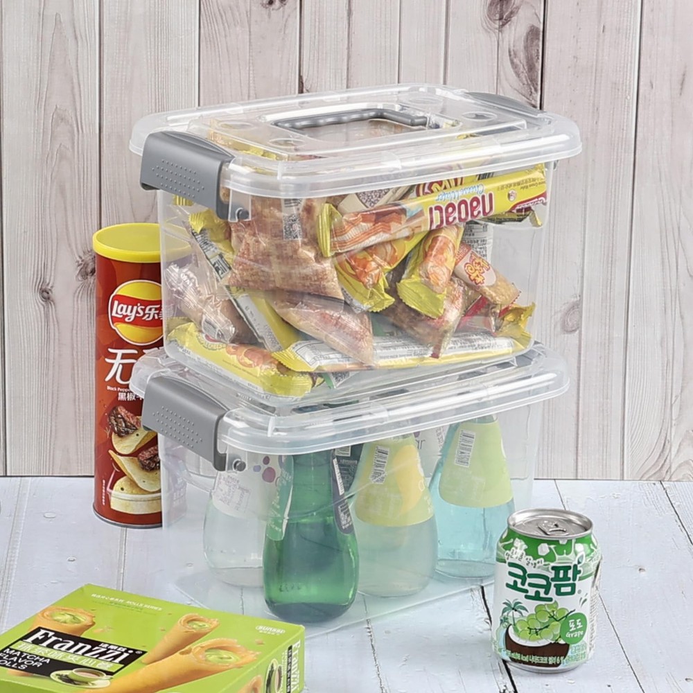 Ggbin 4-Pack 5 Quart Clear Plastic Storage Bins, Latching Storage Box with Ha...