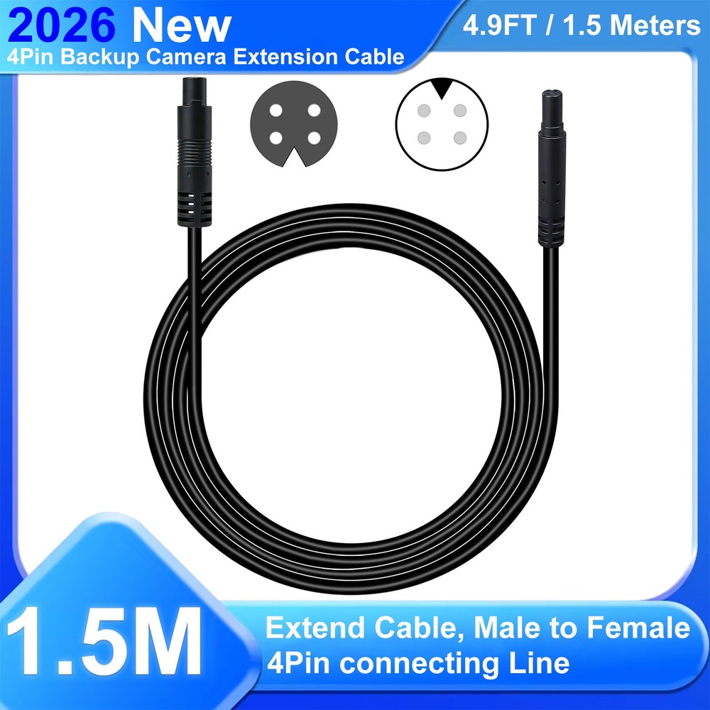 1PC 4Pin Mirror Dashcam Extension Cable 4.9Ft Pure Copper Shield Extender Wire