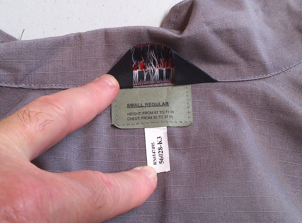 Tru-Spec Mil-Spec Gray Tactical BDU Combat Jacket Coat Size Small Regular