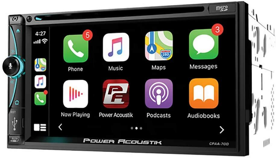 Power Acoustik 2 Din CPAA-70D CD DVD Player Android Auto CarPlay Bluetooth USB