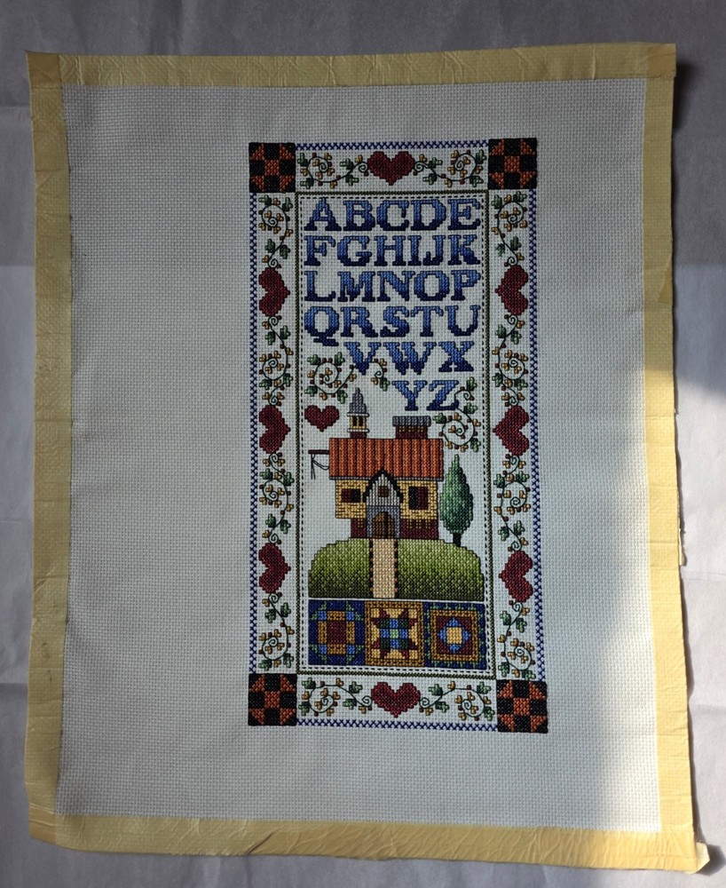 Alphabet Sampler Finished Cross Stitch Piece Unframed