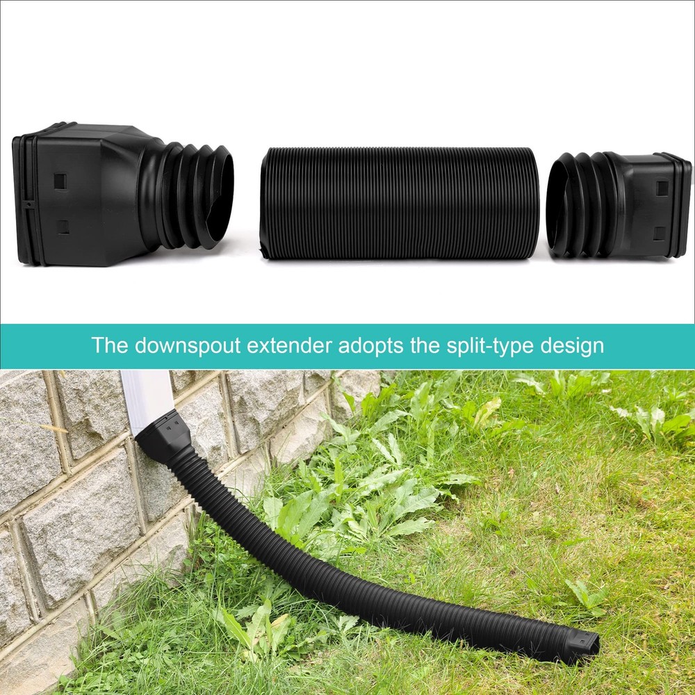 2 Pack Rain Gutter Downspout Extensions Flexible,Downspout Extender Diverter ...