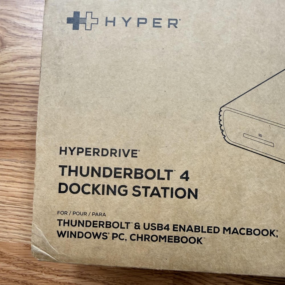 Hyper HDTB4D-US Thunderbolt 4 Docking Station 96W TB4 USB HDMI Silver Hub