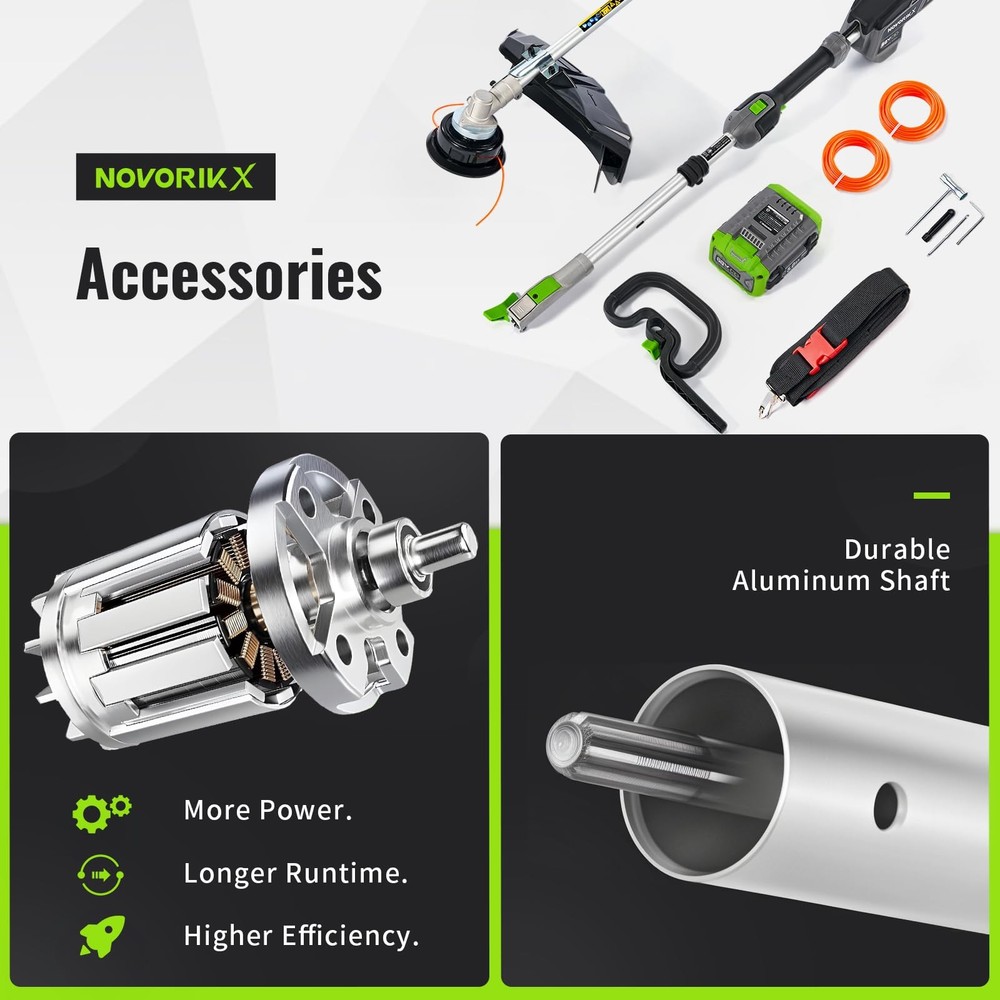 60V Cordless String Trimmer 17" Trimmer Weed Wacker, 2-Speed Brushless Weed E...