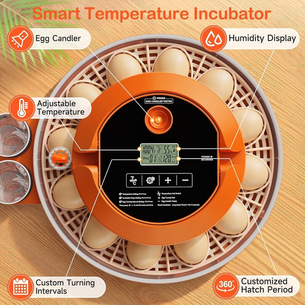 18 Egg Incubator with Automatic Turning & Humidity Control for Optimal Hatch ...