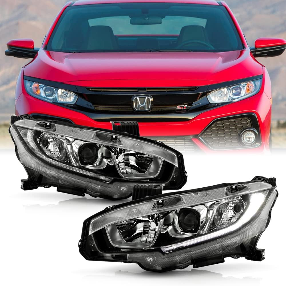 - for [Halogen Type] 2016-2021 Honda Civic Chrome Housing LED DRL Projector Head