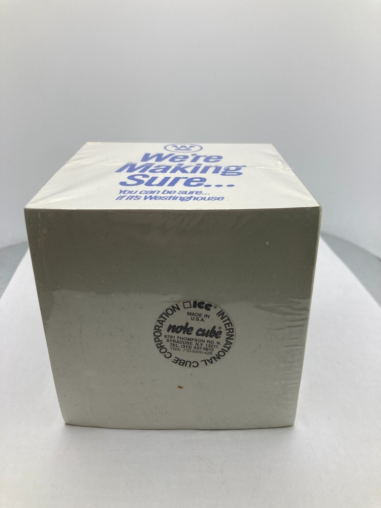 Vintage Westinghouse "You Can Be Sure..." Note Cube Sealed Notepad