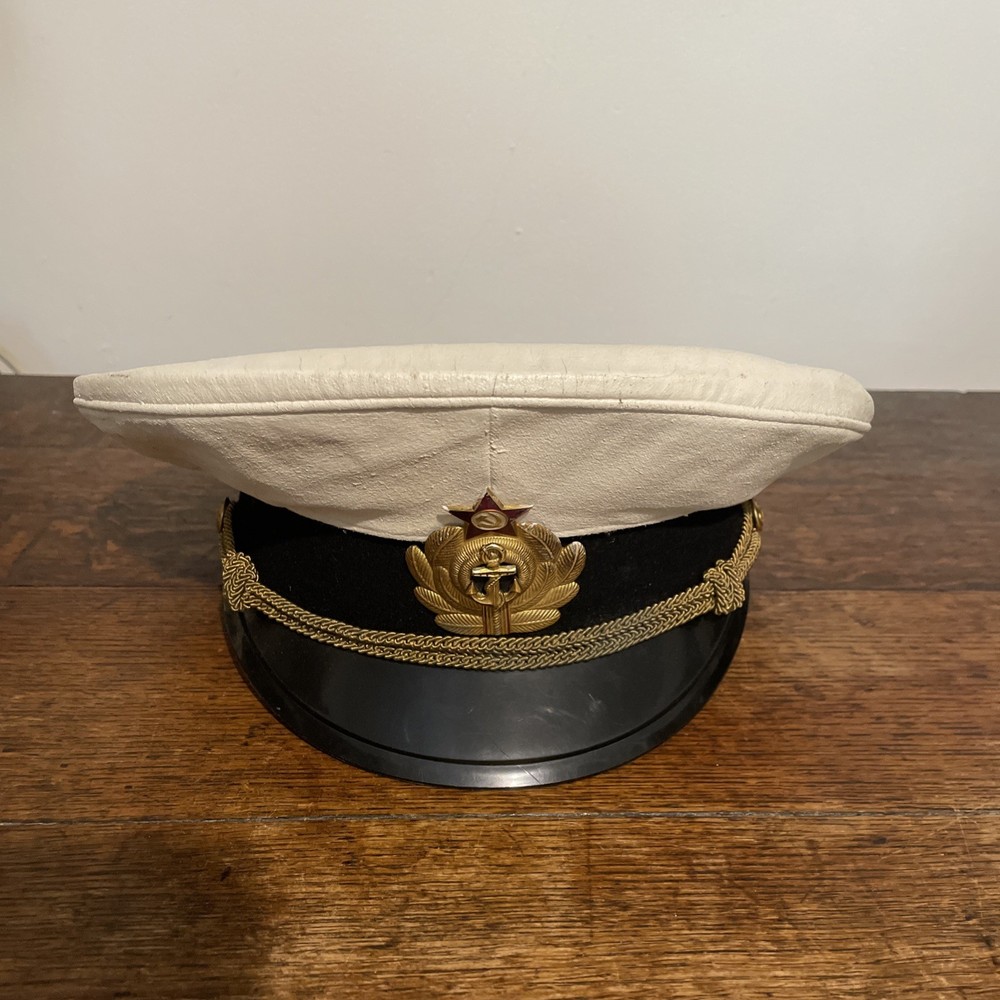 Soviet Navy VMF Officer Summer White Top Visor Peak Cap