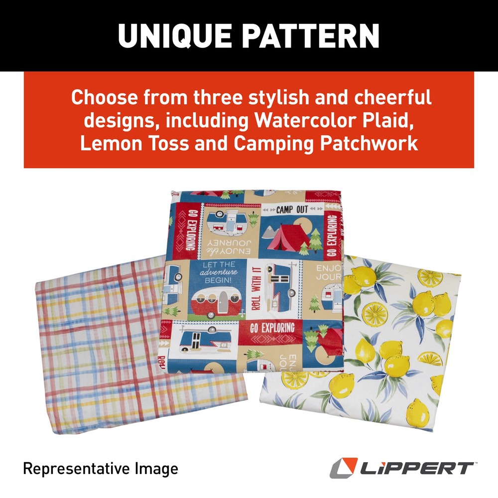 Lippert Vinyl Tablecloth with Bench Covers - Camping Patchwork #2022107835