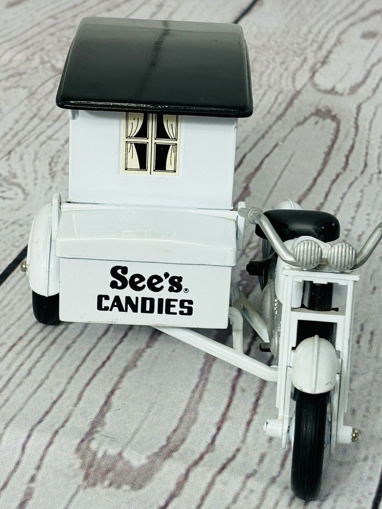See’s Candy Old-Time Truck, Motorcyle Side Car, Mint, Missing Driver