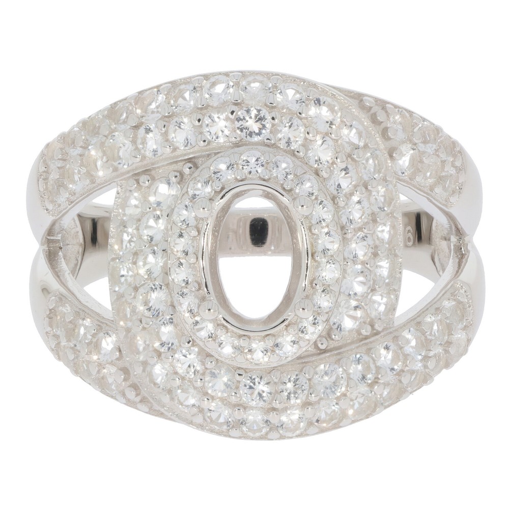 Sterling Silver Semi Mount Ring Setting Oval OV 7X5mm