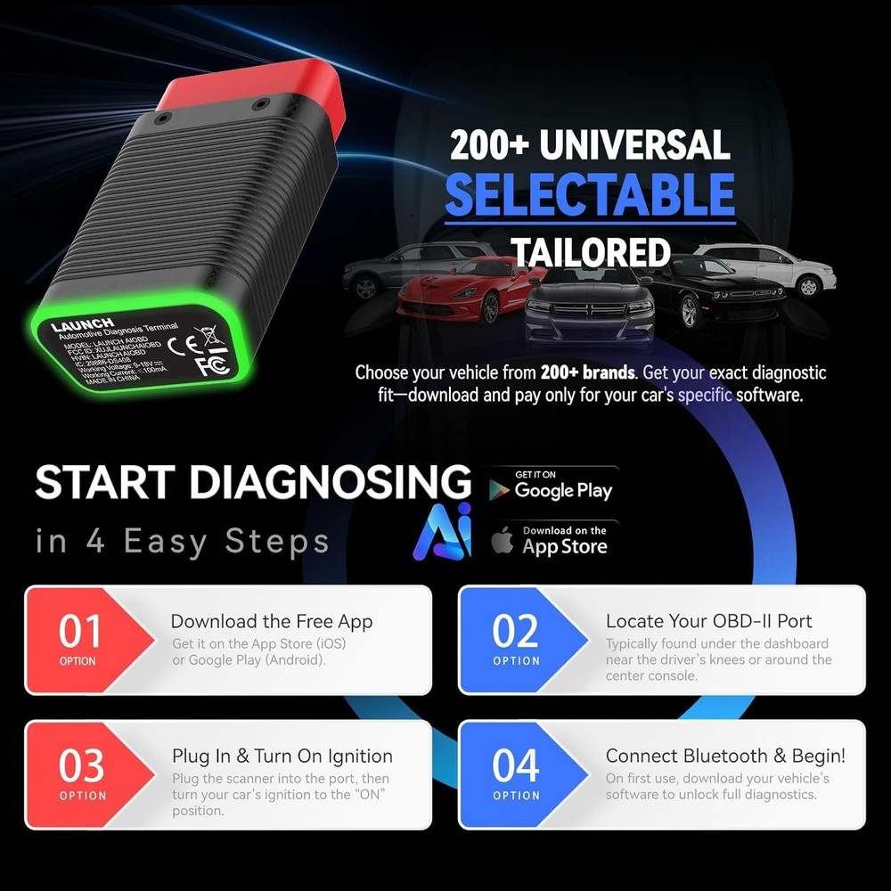 LAUNCH Mini OBDII All System Bluetooth OBD2 Scanner Diagnostic Tool Code Reader