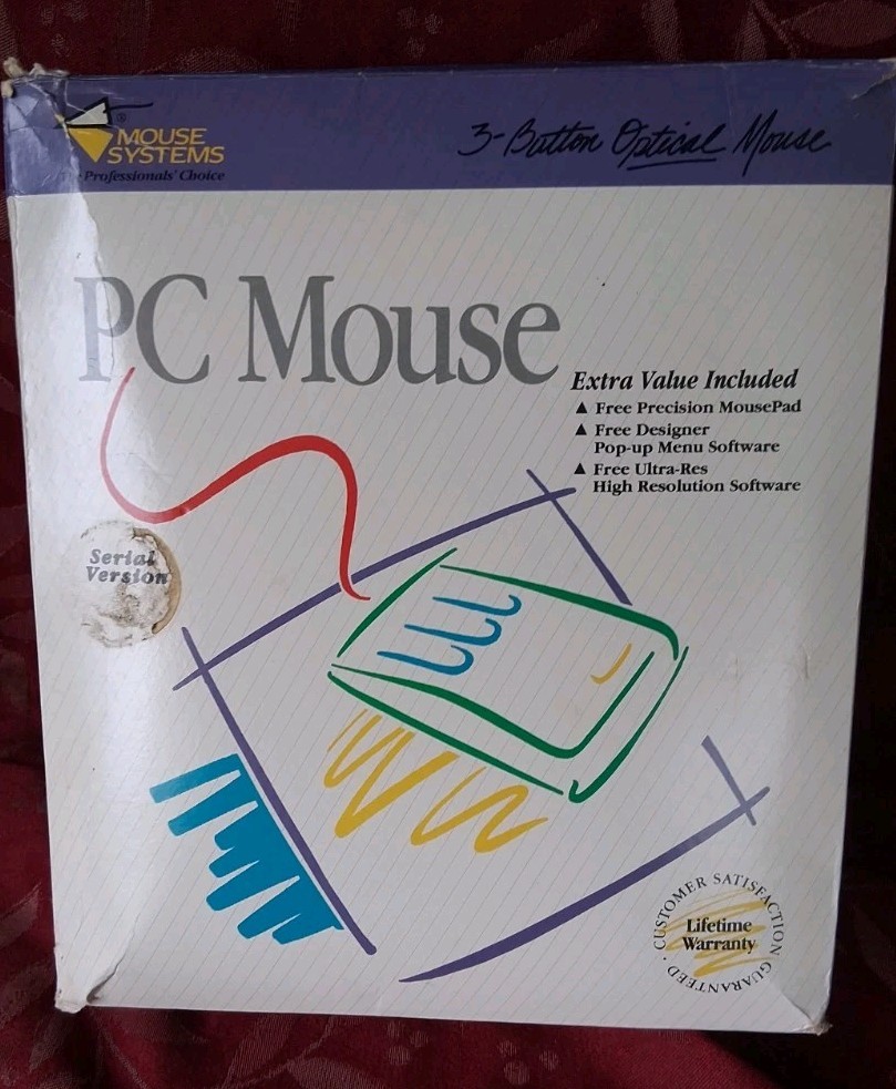 Mouse Systems PC Mouse Optical 3 Button Mouse PC Paint plus