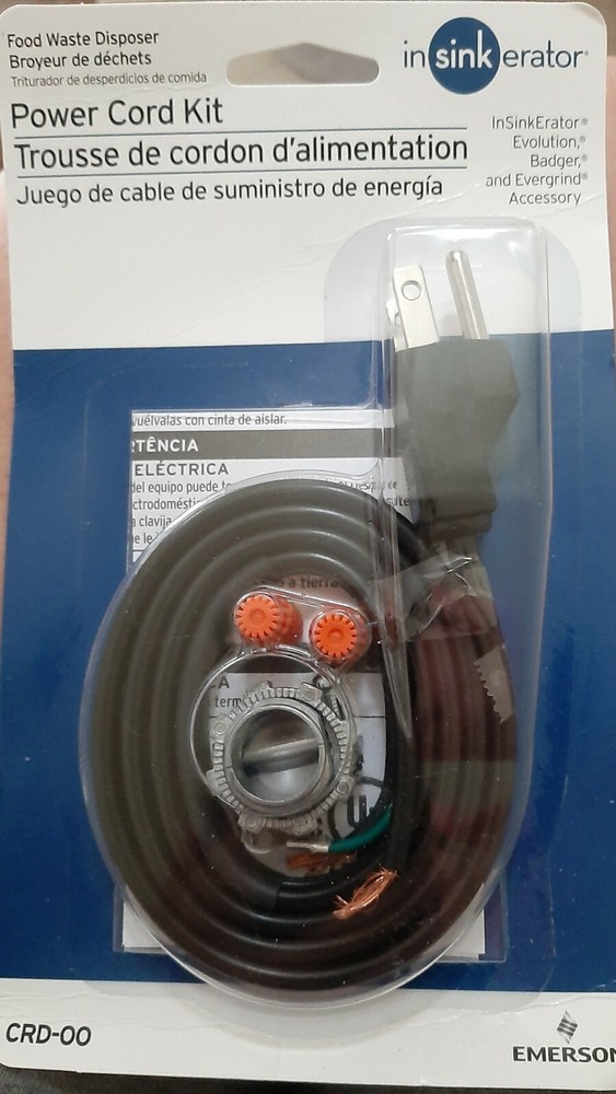 InSinkErator Power Cord Kit By Emerson #CRD-00~Badger~Evolution~Evergrind