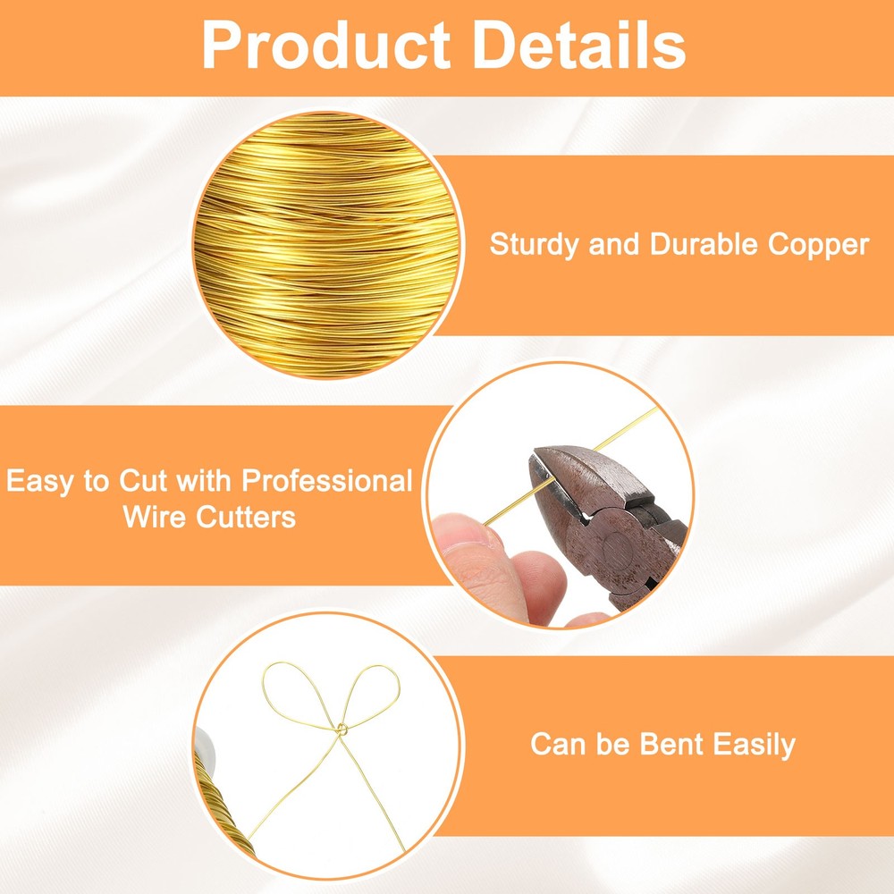 wire 328ft 26 Gauge Copper Craft Wrapping Wire, Gold