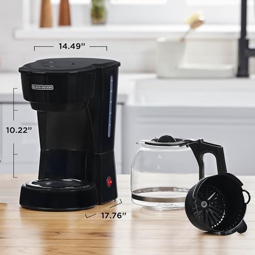 BLACK+DECKER 12-Cup Coffee Maker with Easy On/Off Switch, 12-Cup, Black