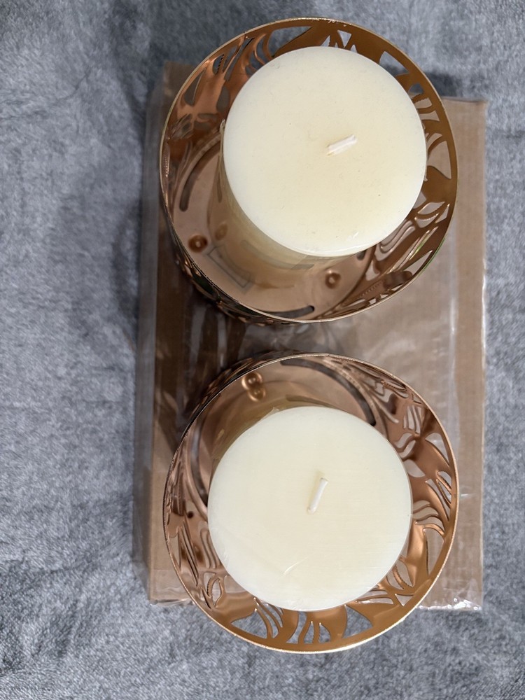 candle holders green and gold