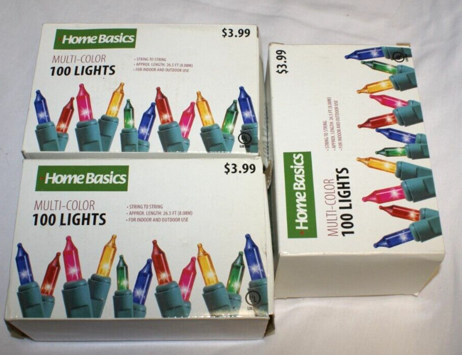 3 VTG  100 Mini Multi Color Lights String to String Indoor Outdoor by Home Basic