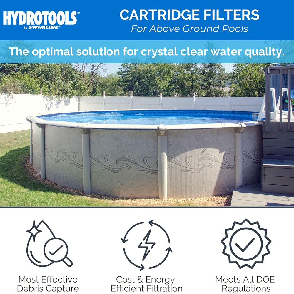 Swimline HYDROTOOLS 8 Sq Ft Cartridge Pool Filter System for Above Ground Pools