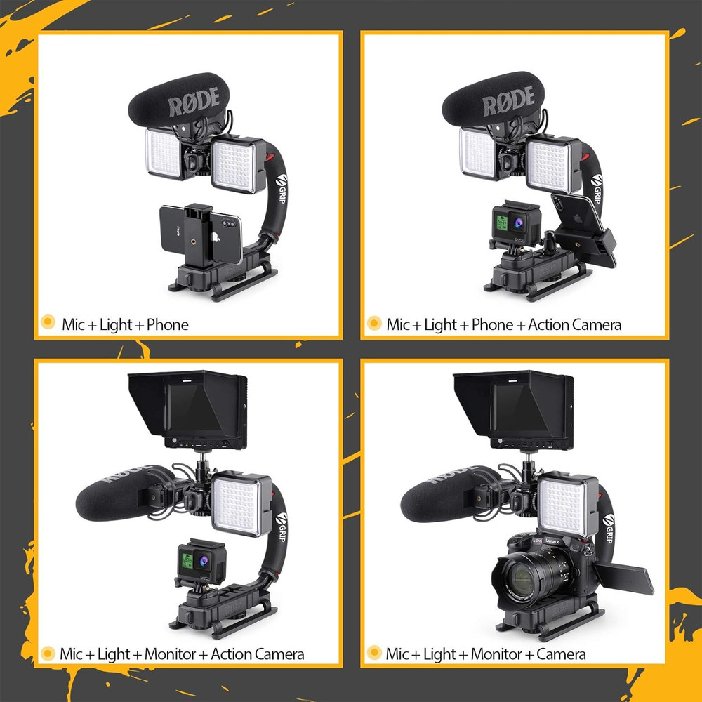 Video Action Stabilizing Handle Grip Handheld Stabilizer with Cold-Shoe Mount