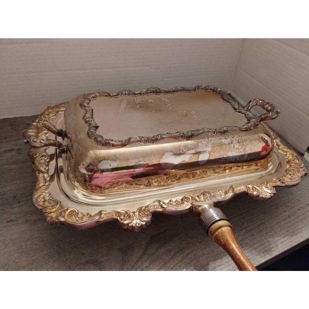 Poole OLD ENGLISH EPC #5020 Rectangular Chafing Dish Lid Burner & Stand 5 pc set