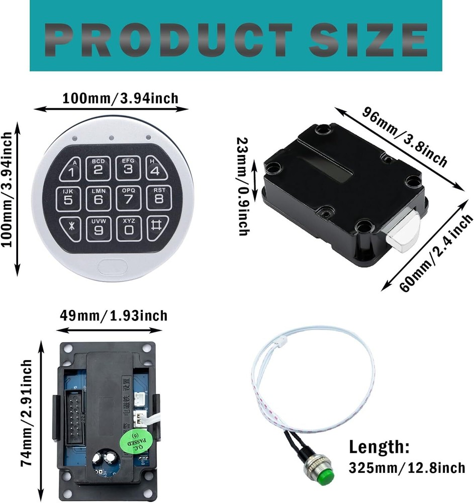 Gun Safe Lock Replacement Chrome Keypad Electronic Safe Lock with Swing Bolt