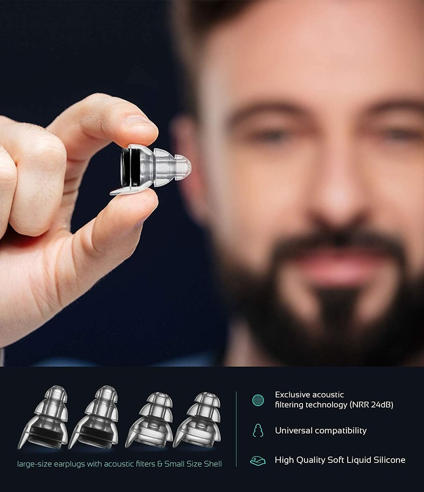 Mumba Reusable Music Ear Plugs, 24dB Advanced Filter Tech Ear Protection 2 Pack
