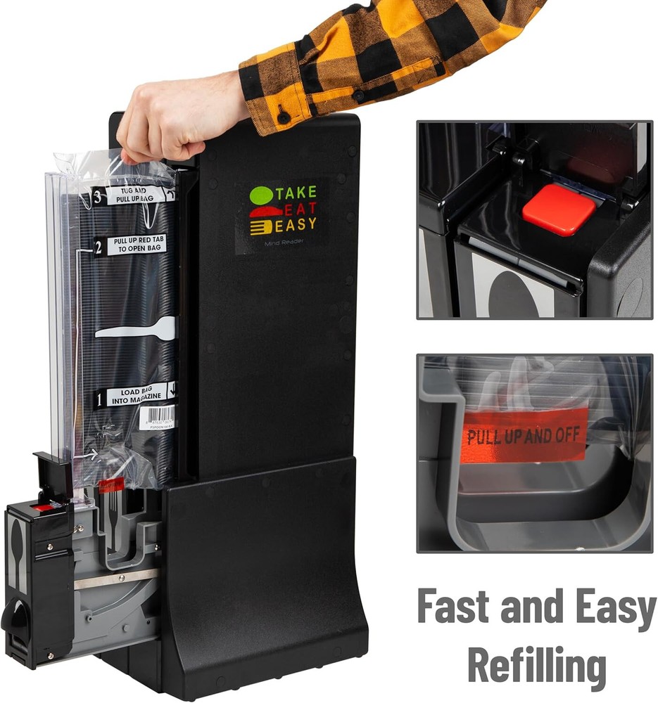 Mind Reader Utensil Plastic Fork Spoon Dispenser Silverware Organizer, Black