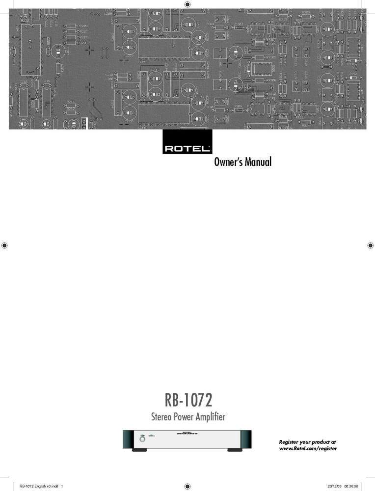 Rotel RB-1072 Amplifier Owners Manual