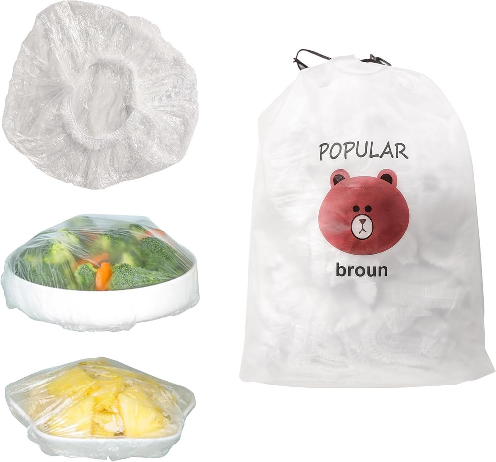 300Pcs Reusable Elastic Food Storage Covers, Plastic Stretch Bowl Lids