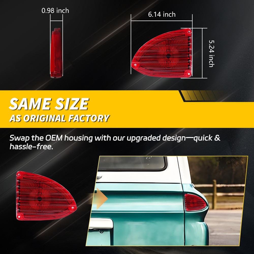 Red LED Rear Tail Brake Lights For 1960-1966 Chevy & GMC Panel Truck Suburbans