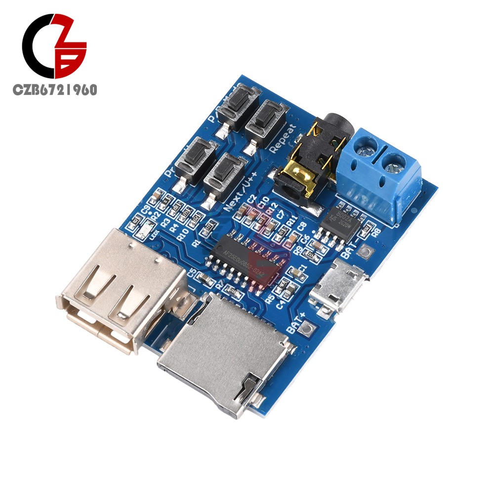 2PCS 3W MP3 Decoder Board Micro USB TF Card Audio Player Mono Amplifier Decoding