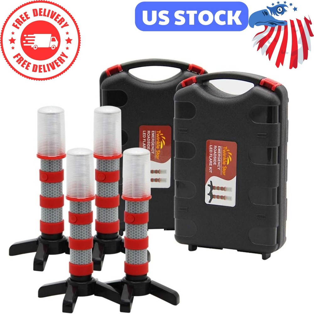 Emergency Roadside Flares Kit LED Safety Strobe Road Warning Light