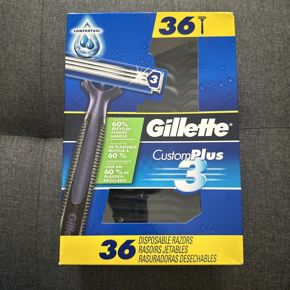 Gillette Custom Plus 3 Disposable Razors – 36 Count – New
