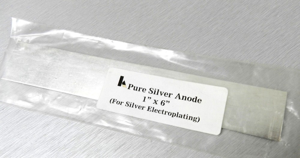 Silver Plating Anode Pure .999 for Silver Electroplating 1" x 6" Anode by Krohn