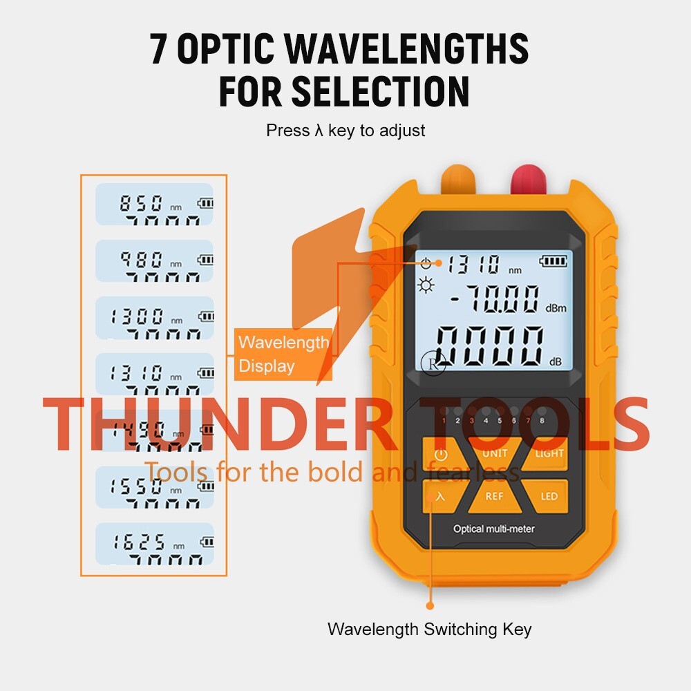 Thunder Tools Handheld Optical Power Meter with 5km Red Light -70~+6dBm