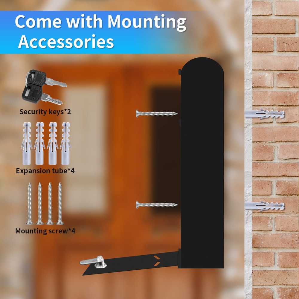 xhlokk Wall Mount Mailboxes, Rust Resistant Locking Mailbox for Black