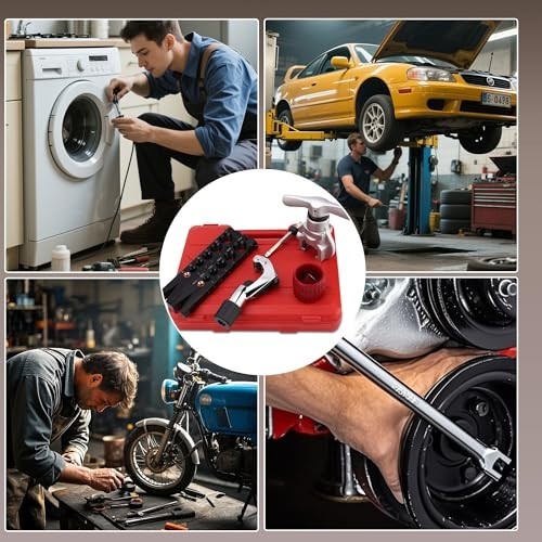 Flaring Tool Kit for HVAC, Pipe Expander 1/4''-3/4'', 6-19mm, Deburring Tool & C