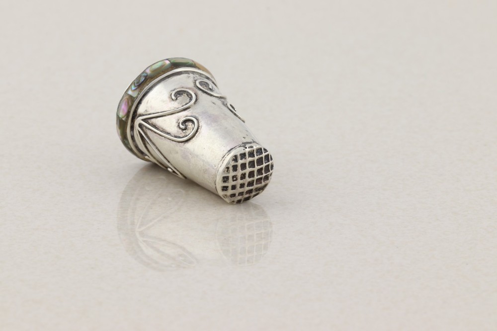 Sterling Silver Abalone Thimble 11/16" Opening Size 11