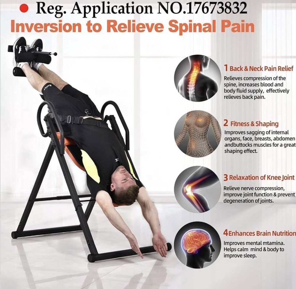 New Inversion Table for Back Pain Relief, 350 lbs Capacity,Decompression Table